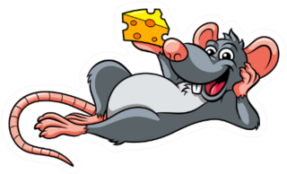 Cartoon Rat And Cheese Sticker