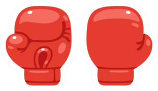 Cartoon Red Boxing Glove Icon Sticker