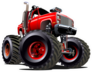 Cartoon Red Monster Truck Sticker