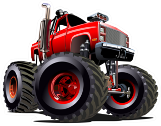 Cartoon Red Monster Truck Sticker