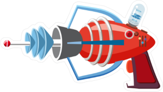 Cartoon Red Retro Space Blaster Sticker