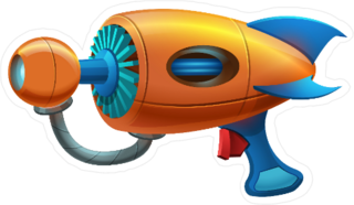 Cartoon Retro Space Blaster Handgun Sticker