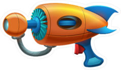 Cartoon Retro Space Blaster Handgun Sticker