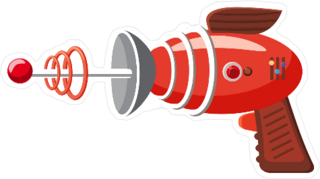 Cartoon Retro Space Blaster Pistol Sticker