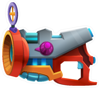Cartoon Retro Space Laser Bomb Weapon Sticker