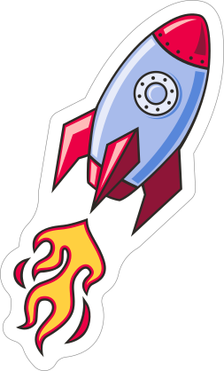 Cartoon Rocket Mascot Sticker