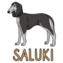 Cartoon Saluki Text Sticker