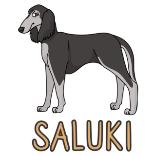 Cartoon Saluki Text Sticker