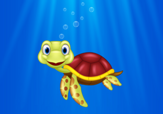 Cartoon Sea Turtle Swimming In The Ocean Sticker