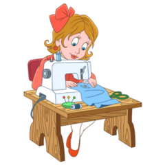 Cartoon Seamstress Sticker