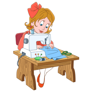 Cartoon Seamstress Sticker