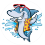 Cartoon Shark With Beachwear Sticker