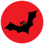 Cartoon Simple Bat Illustration On Red Sticker