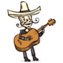 Cartoon Skeleton Mariachi Musician Sticker
