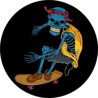 Cartoon Skull Skateboard Sticker