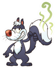 Cartoon Skunk With Green Smell Sticker