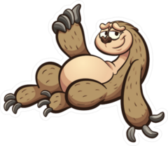Cartoon Sloth Lying Down With Thumb Up Sticker