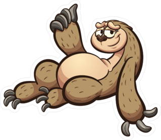Cartoon Sloth Lying Down With Thumb Up Sticker