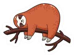Cartoon Sloth Sleeping on Tree Branch Sticker
