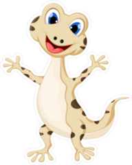 Cartoon Smiling Gecko Lizard Sticker