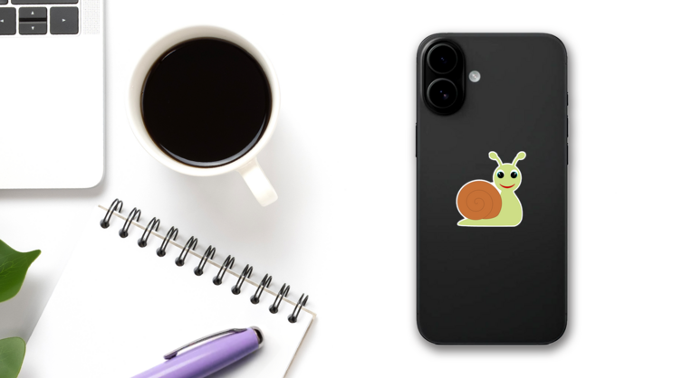 Cartoon Snail Icon Sticker on a Phone (New) example