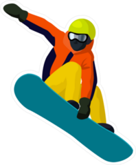 Cartoon Snowboarder Jumping Sticker