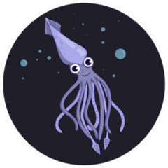 Cartoon Squid In The Deep Ocean Sticker