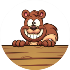 Cartoon Squirrel With Wooden Sign Sticker