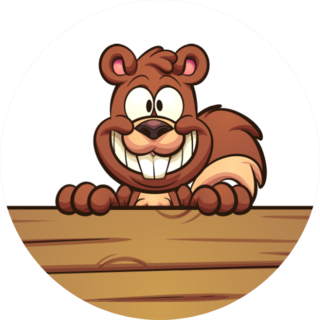 Cartoon Squirrel With Wooden Sign Sticker
