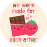 Cartoon Strawberry And Chocolate Bar Made For Eachother Sticker