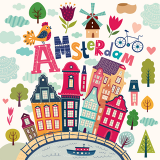 Cartoon Style Amsterdam Sticker