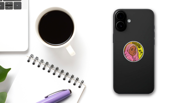 Cartoon Style Comic Zodiac Capricorn Sticker on a Phone (New) example