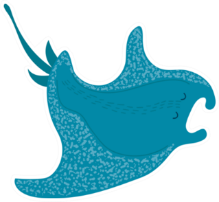 Cartoon Style Fish Stingray Sticker