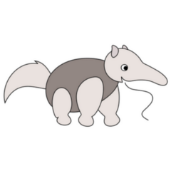 Cartoon Style Grey Anteater Sticker