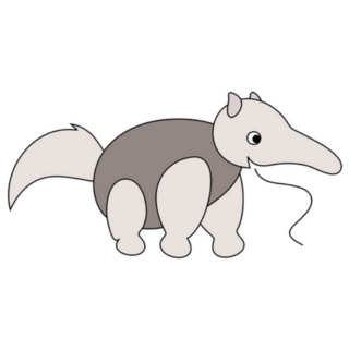Cartoon Style Grey Anteater Sticker