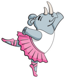 Cartoon Style Illustration Of A Rhino Ballerina Sticker