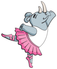 Cartoon Style Illustration Of A Rhino Ballerina Sticker