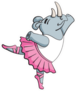 Cartoon Style Illustration Of A Rhino Ballerina Sticker
