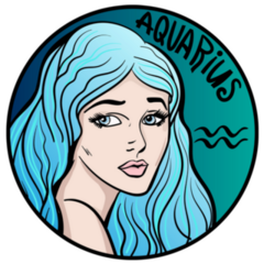 Cartoon-style Zodiac Sign Aquarius Sticker