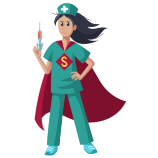 Cartoon Superhero Nurse Sticker