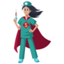 Cartoon Superhero Nurse Sticker