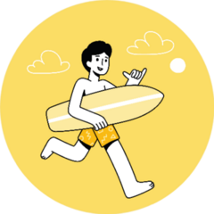 Cartoon Surfer Dude Shaka Sign On Yellow Sticker