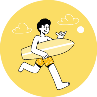 Cartoon Surfer Dude Shaka Sign On Yellow Sticker
