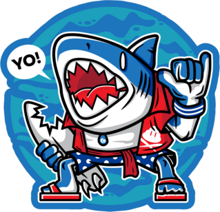 Cartoon Surfer Shark Sticker
