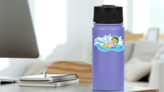 Cartoon Swimmer Sticker on a Water Bottle (New) example