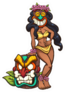 Cartoon Tan Woman Wearing A Tiki Mask Sticker
