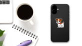 Cartoon Terrier Dog Sticker on a Phone (New) example