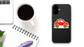 Cartoon Toy Car Sticker on a Phone (New) example