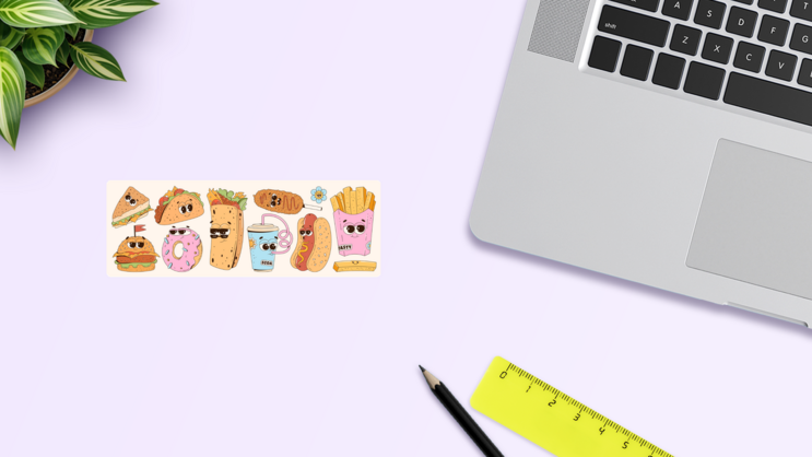 Cartoon Treats Sticker Sheet on a Desk (New) example