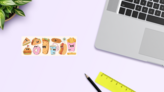 Cartoon Treats Sticker Sheet on a Desk (New) example